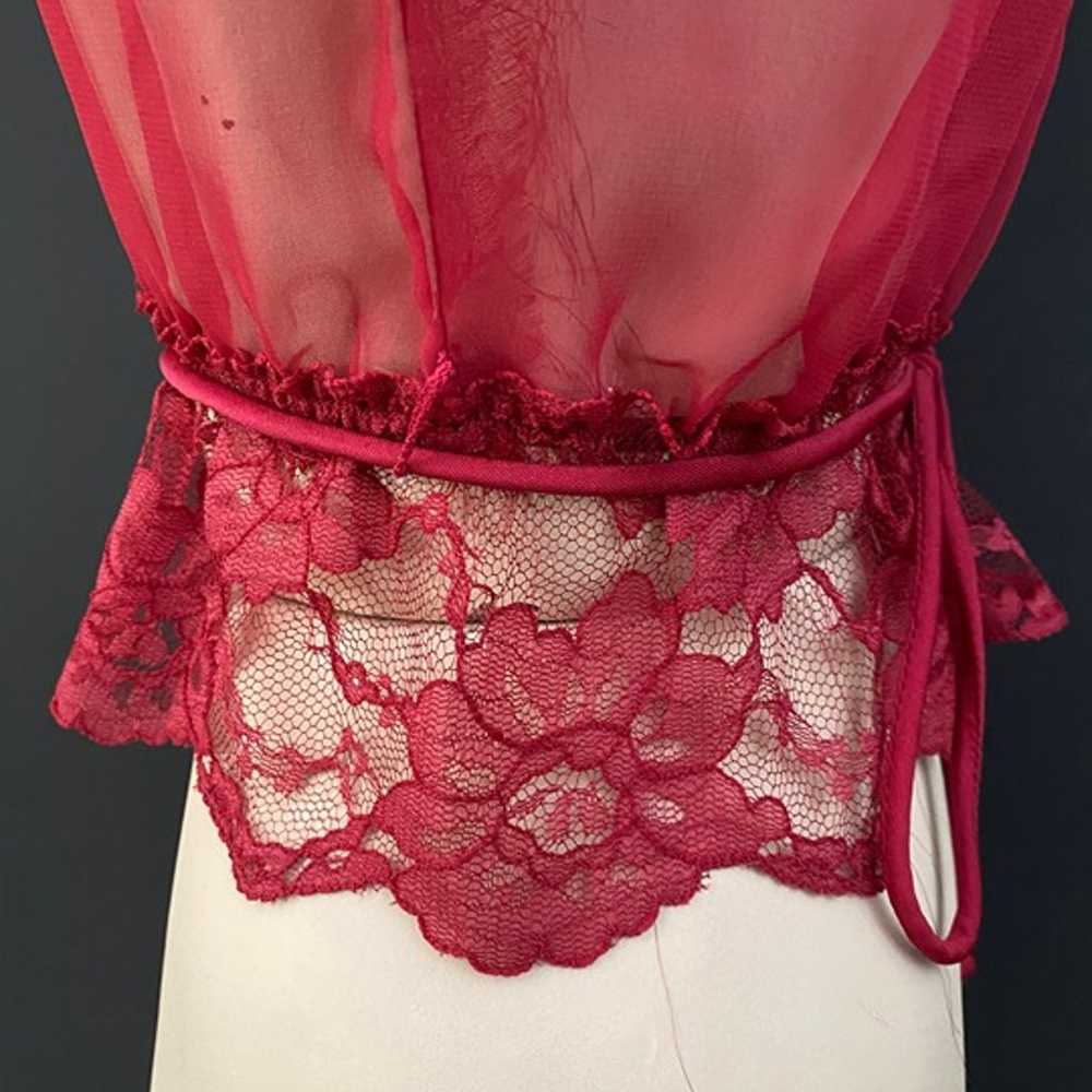 Vintage Red Sheer Lace Long Sleeve Blouse - image 8