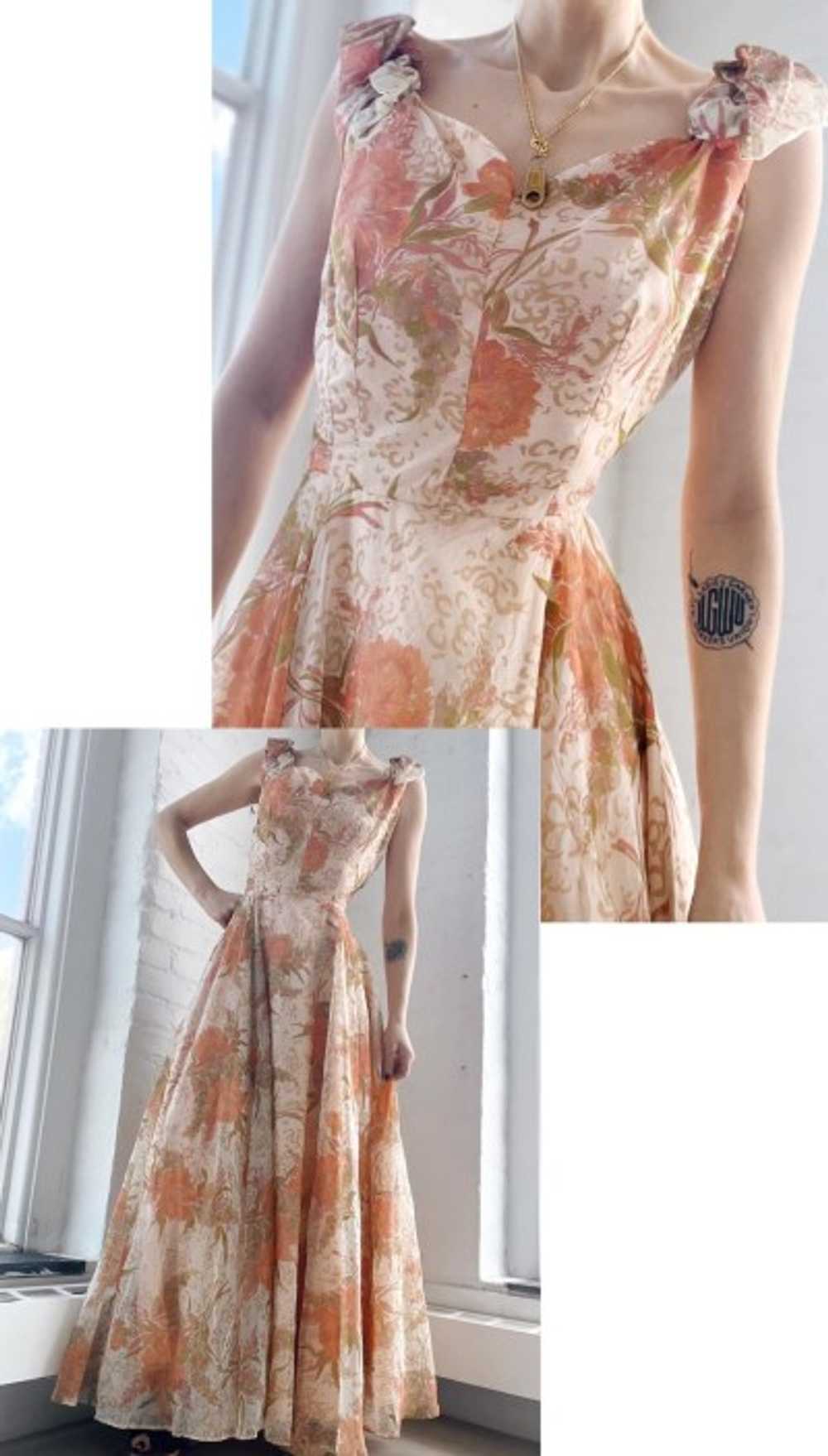 70s peachy flora dress - image 2