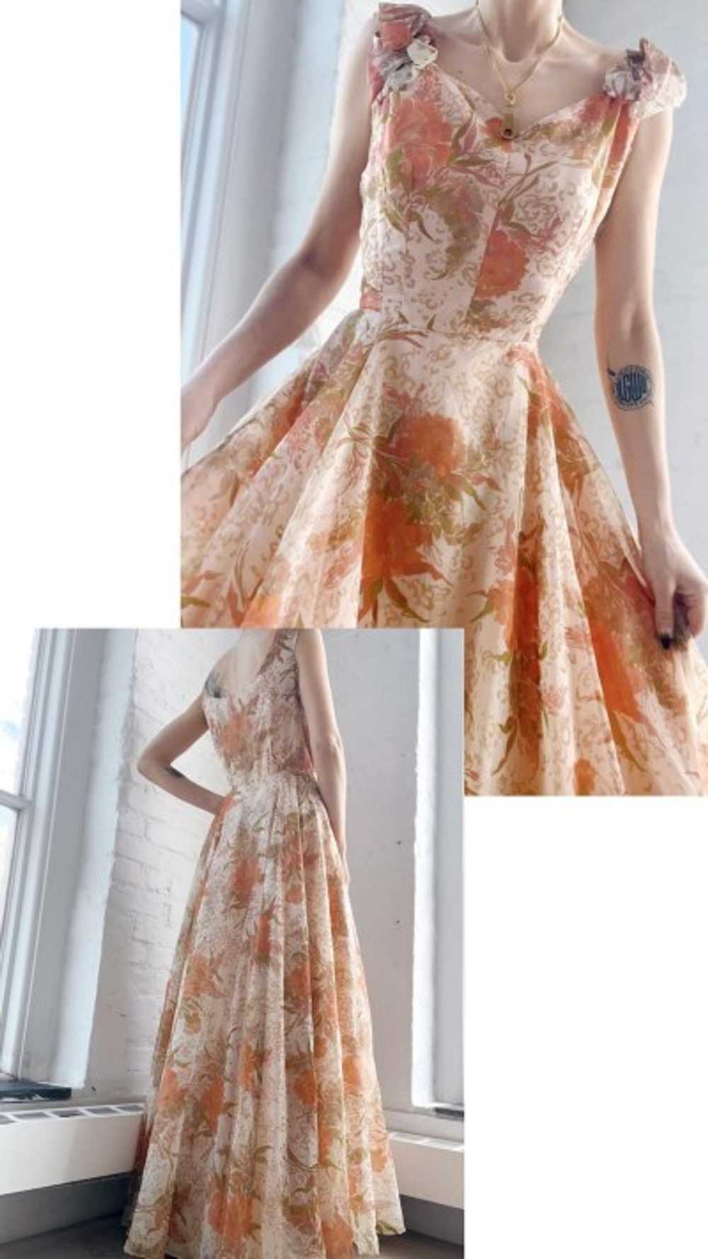 70s peachy flora dress - image 3