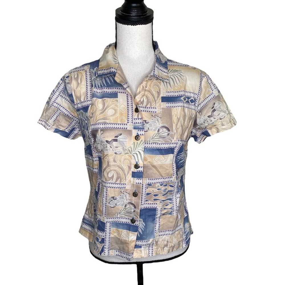 Vintage Harley Davidson 80’s Hawaiian Button Up T… - image 1