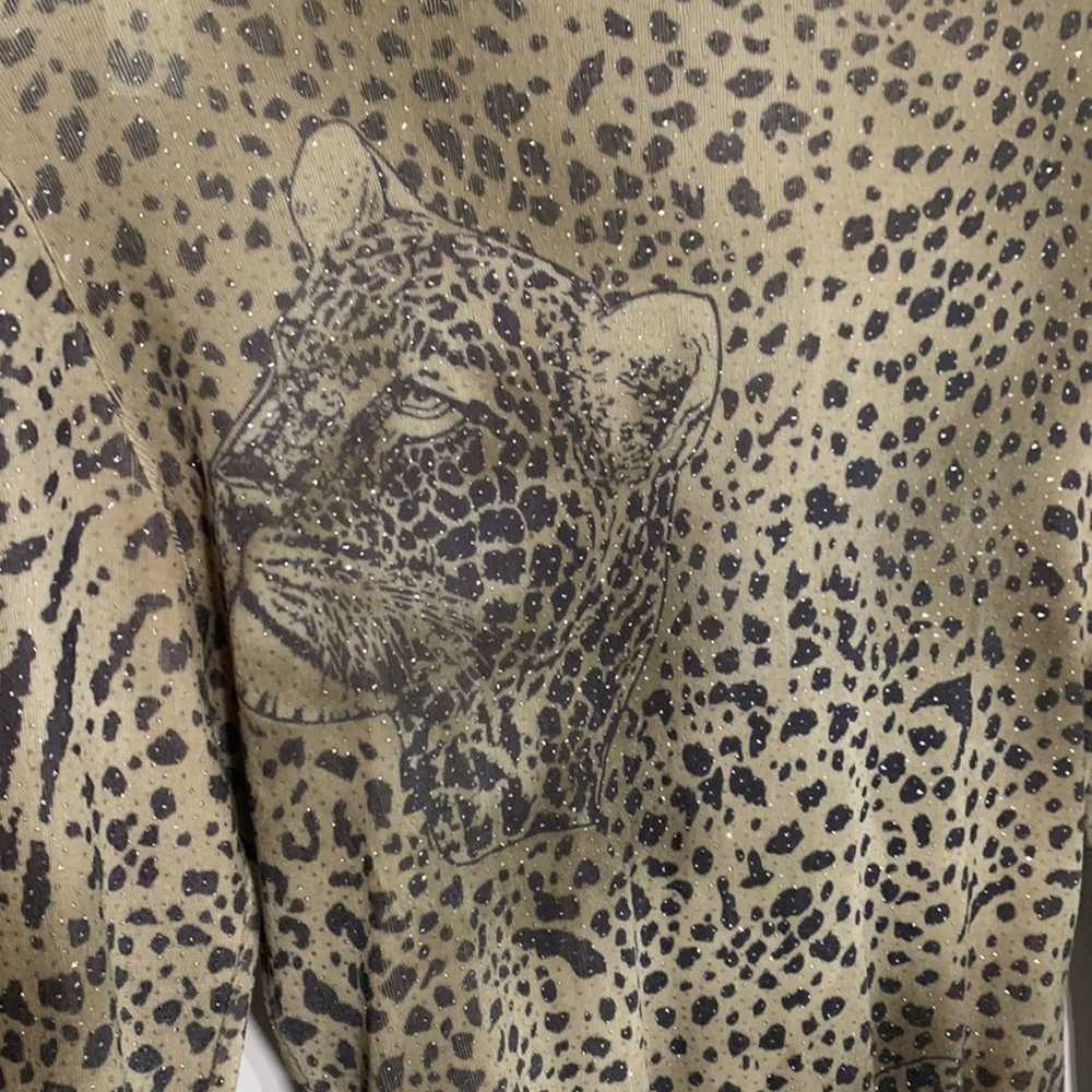 Vintage Kay Celine leopard print sparkle long sle… - image 2