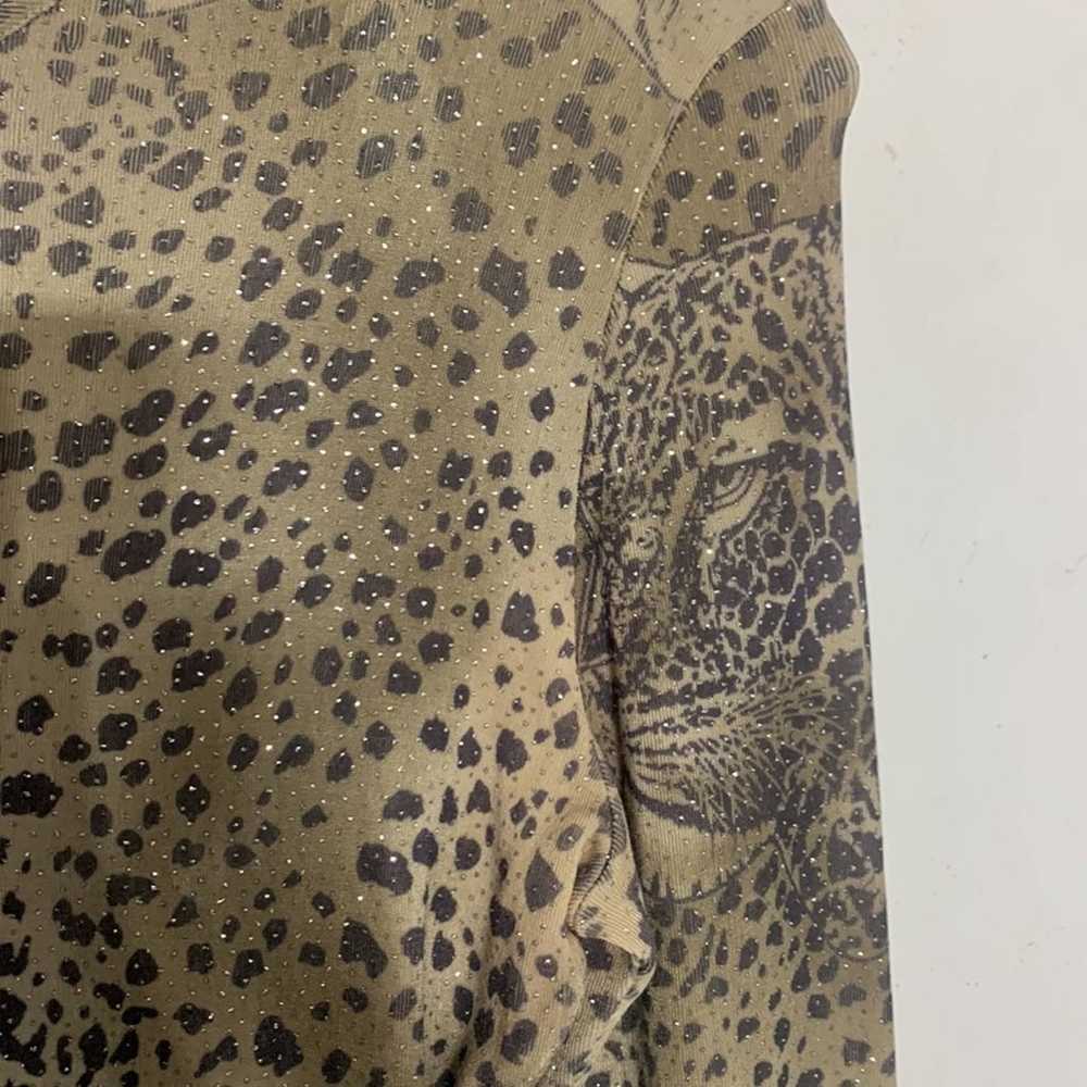 Vintage Kay Celine leopard print sparkle long sle… - image 5