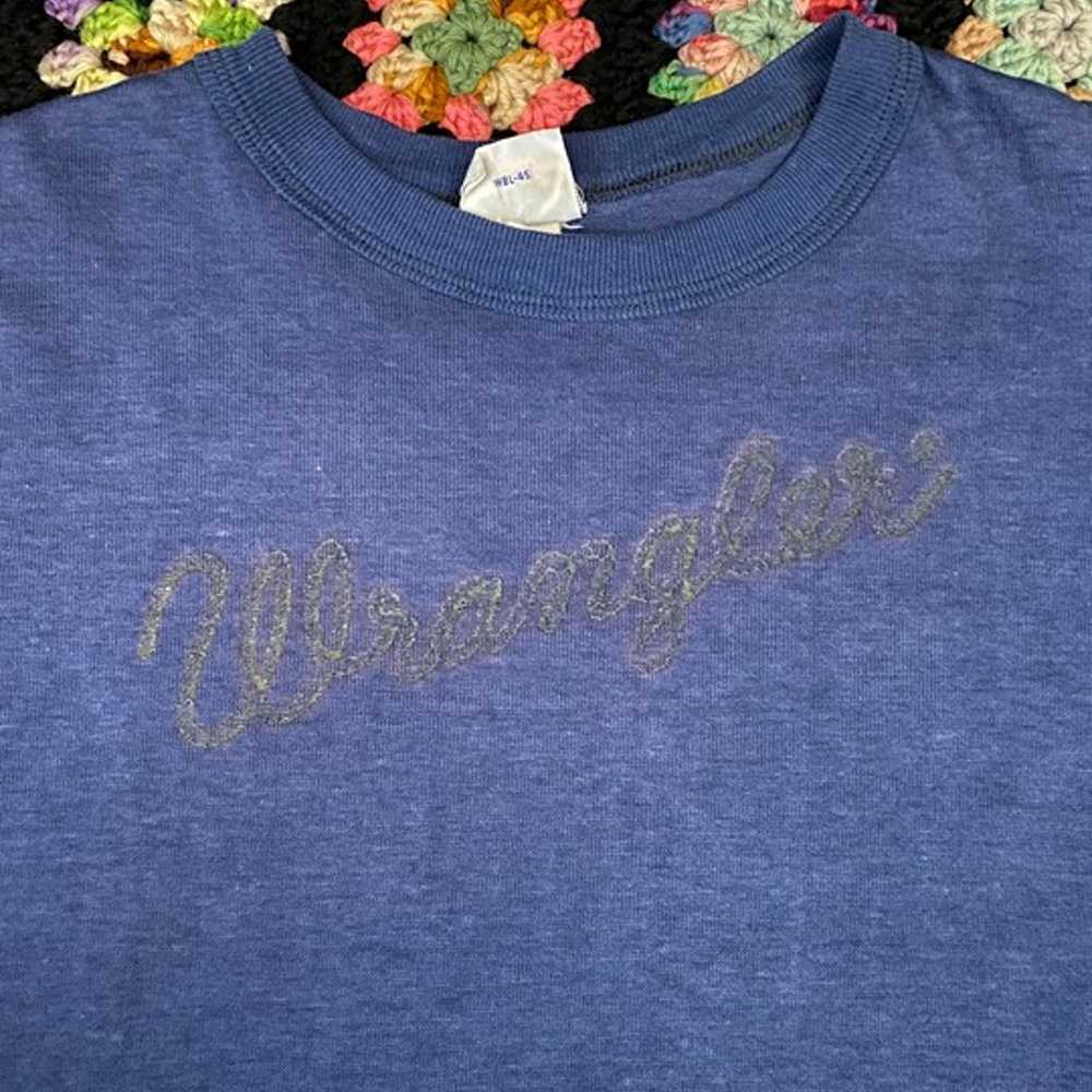 70s Wrangler Navy Logo Single Stitch T-Shirt - image 3