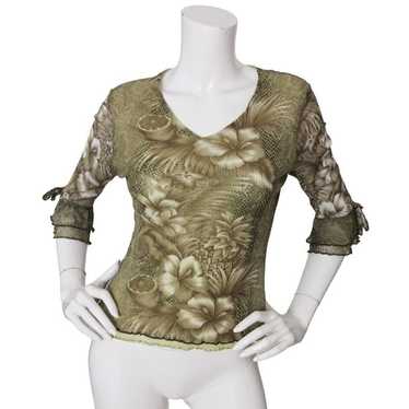 Morgan De Toi Vintage y2K 90s Mesh Fruit Floral T… - image 1