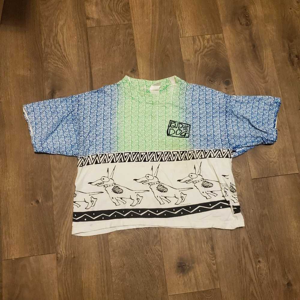 vintage rude dog shirt 80s Crop Top Boys Bigger - image 1