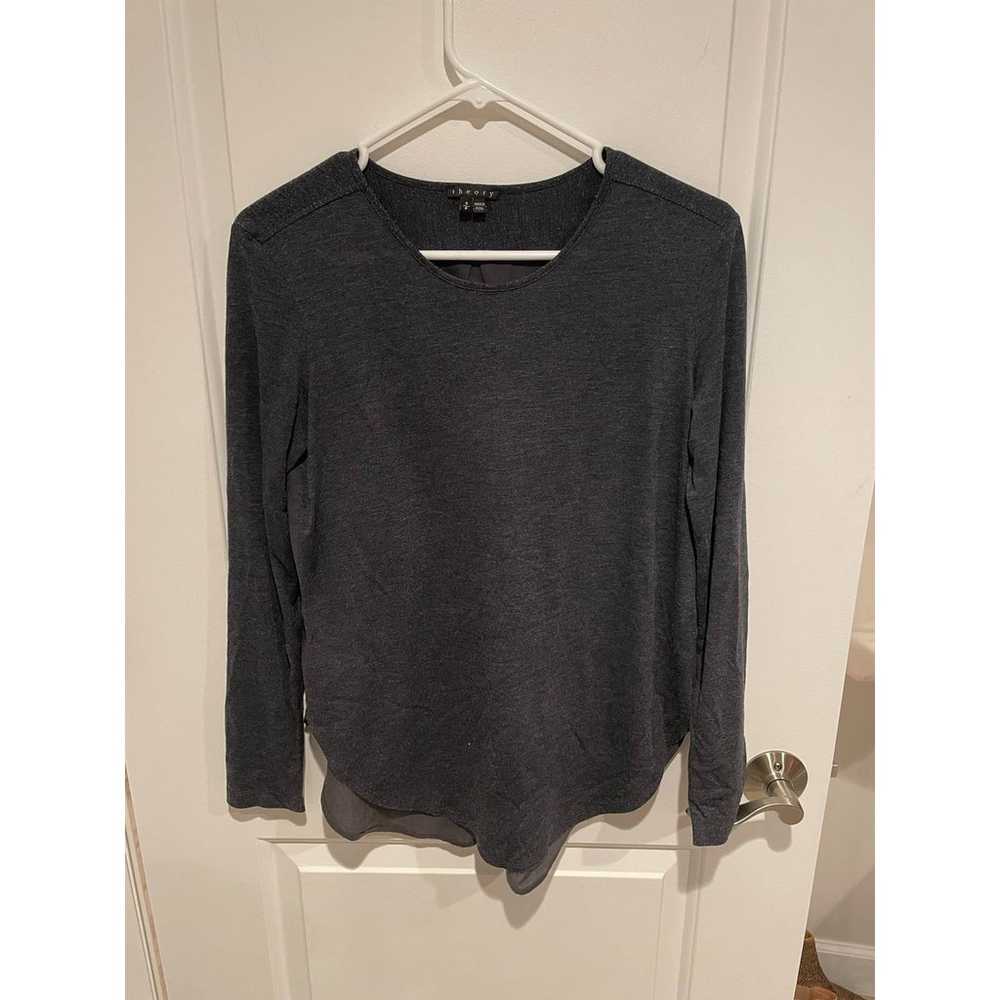 Theory vintage gray long sleeve shirt small - image 2