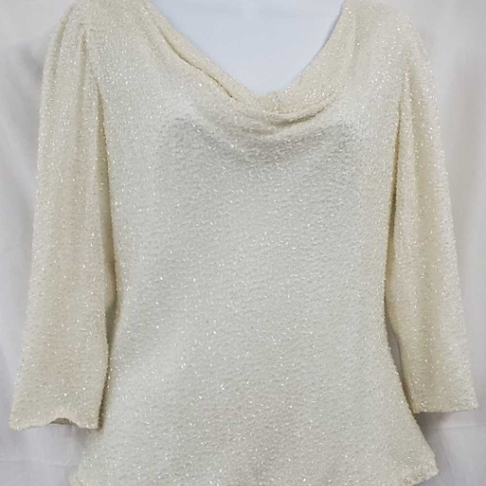 Vtg Lawrence Kazar 100% Silk Beaded Top - image 1