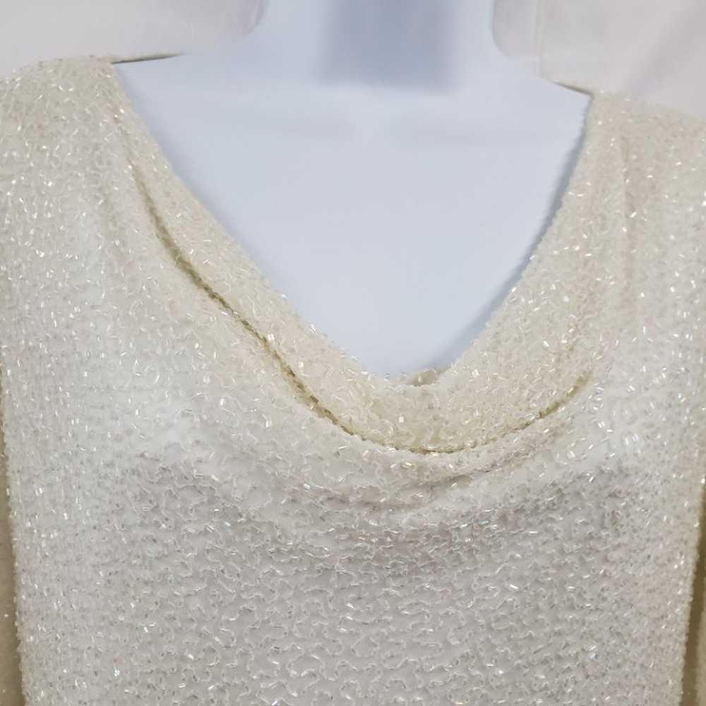 Vtg Lawrence Kazar 100% Silk Beaded Top - image 2