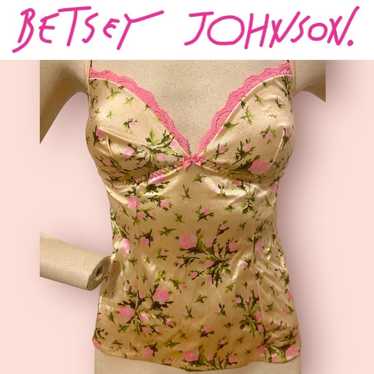 Vtg Betsey Johnson floral bustier cami