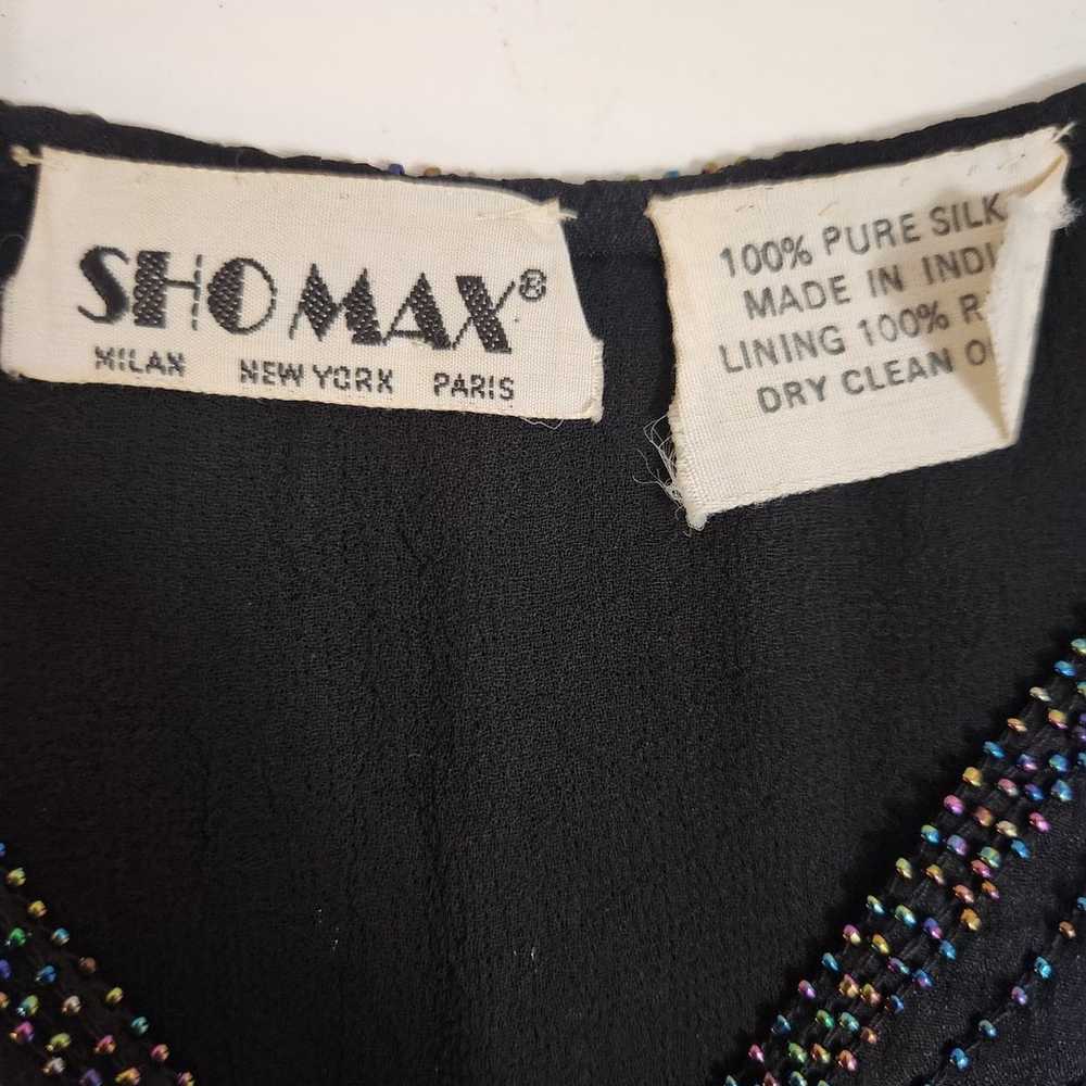 Vintage Sho Max Sequin Butterfly Blouse Black wit… - image 3