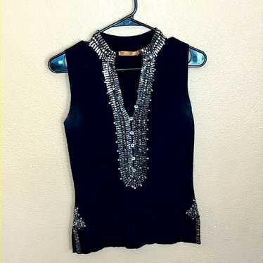 Vintage Y2K Belldini Black Embellished Soft Ribbe… - image 1