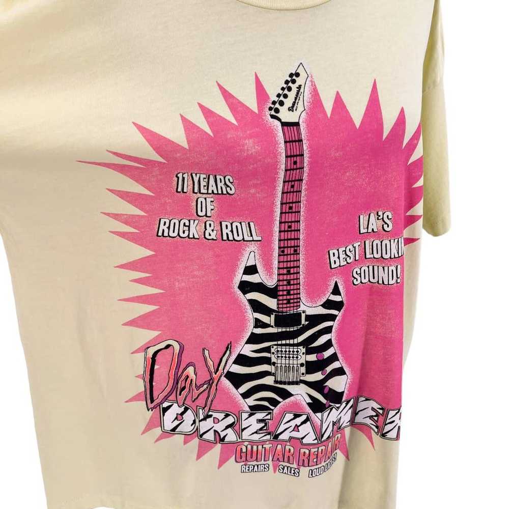 Daydreamer Womens Guitar Repair Merch Tee Neon Ye… - image 2