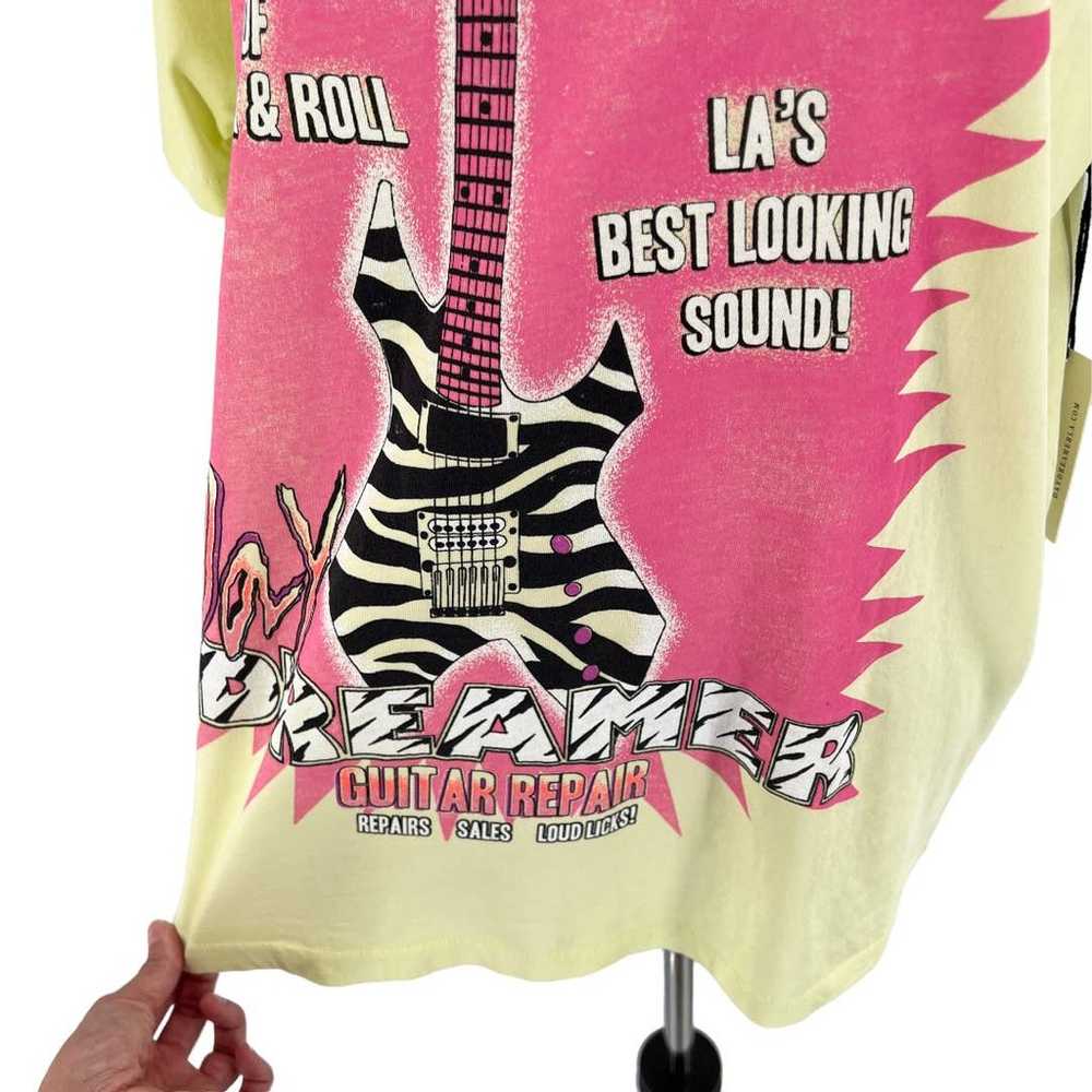 Daydreamer Womens Guitar Repair Merch Tee Neon Ye… - image 3