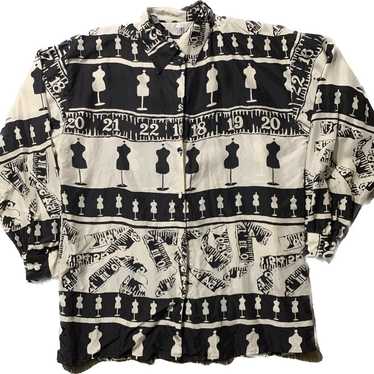 Vintage Ishyu silk novelty print button up shirt