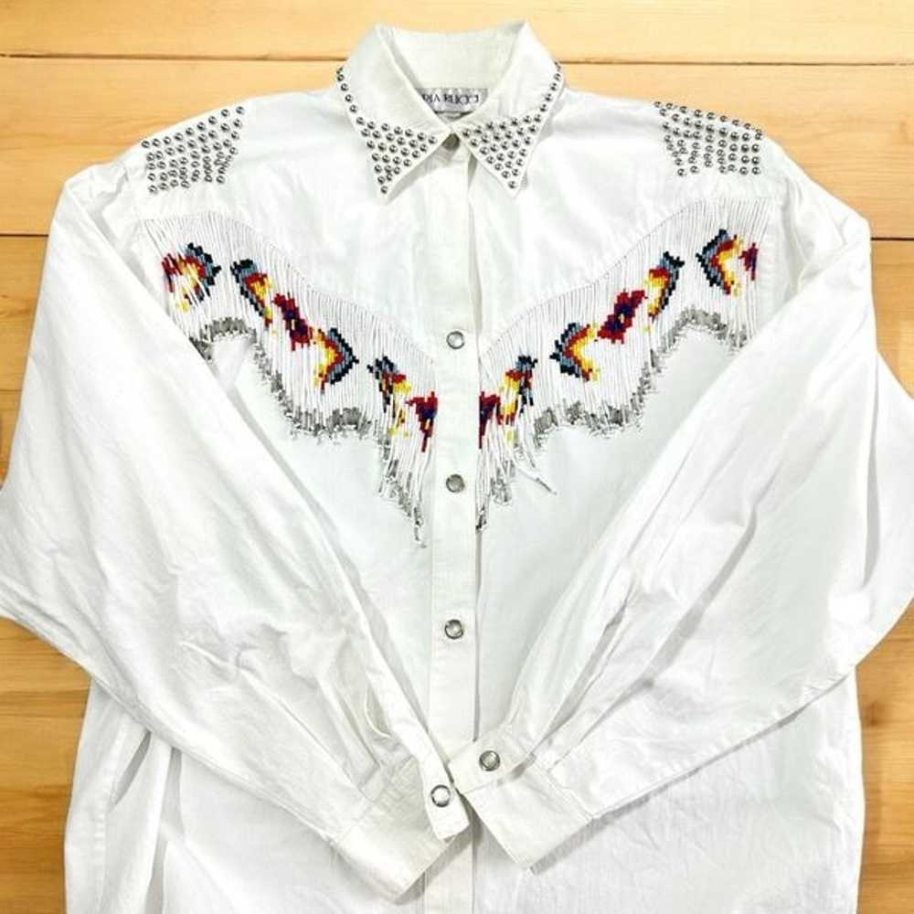 Vintage Pia Rucci Bead Fringe Studded Western Shi… - image 10