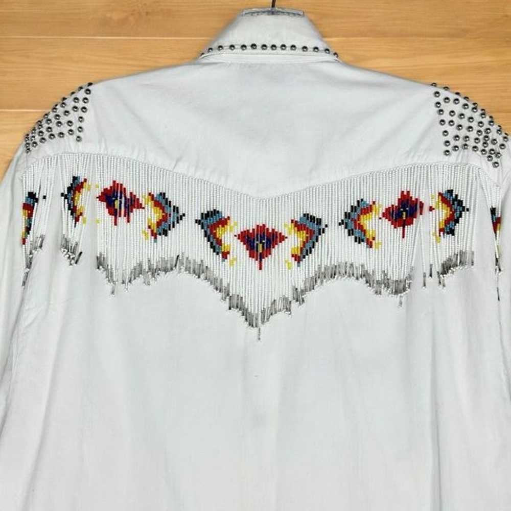 Vintage Pia Rucci Bead Fringe Studded Western Shi… - image 4