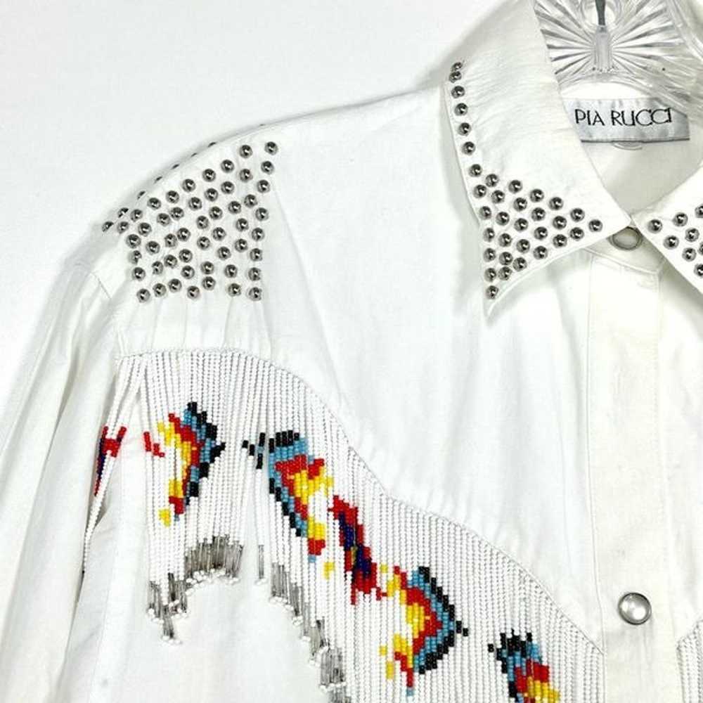 Vintage Pia Rucci Bead Fringe Studded Western Shi… - image 9