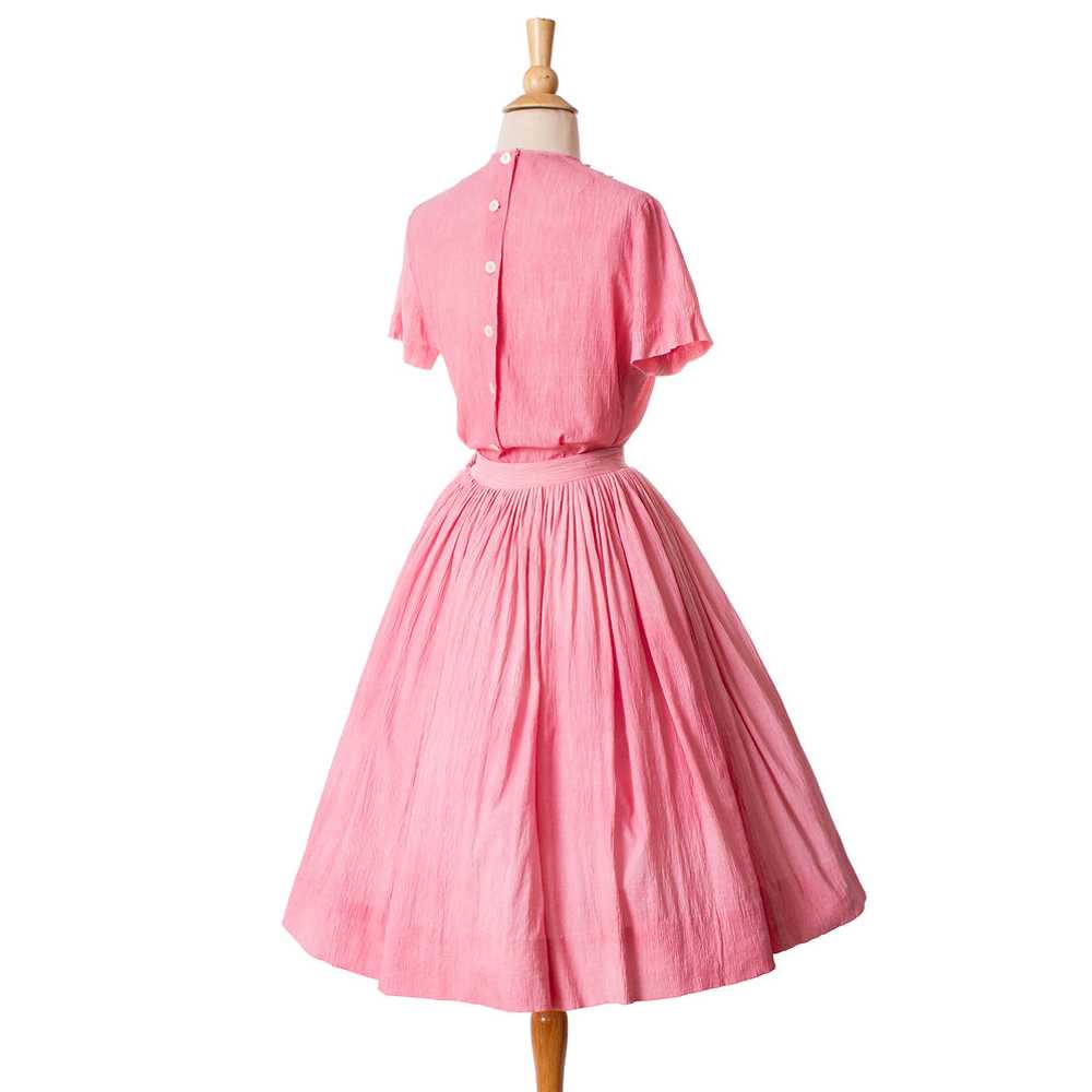 1950s Pink Gauzy Cotton Blouse and Skirt Set by M… - image 2