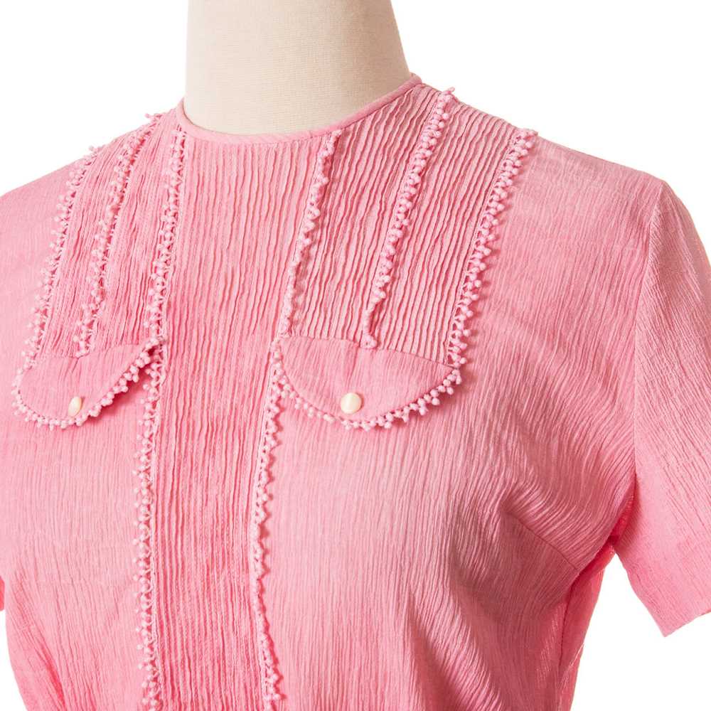 1950s Pink Gauzy Cotton Blouse and Skirt Set by M… - image 4