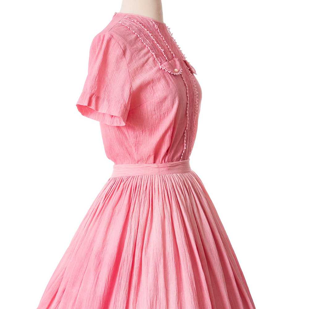 1950s Pink Gauzy Cotton Blouse and Skirt Set by M… - image 5