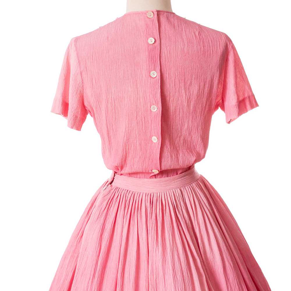 1950s Pink Gauzy Cotton Blouse and Skirt Set by M… - image 6