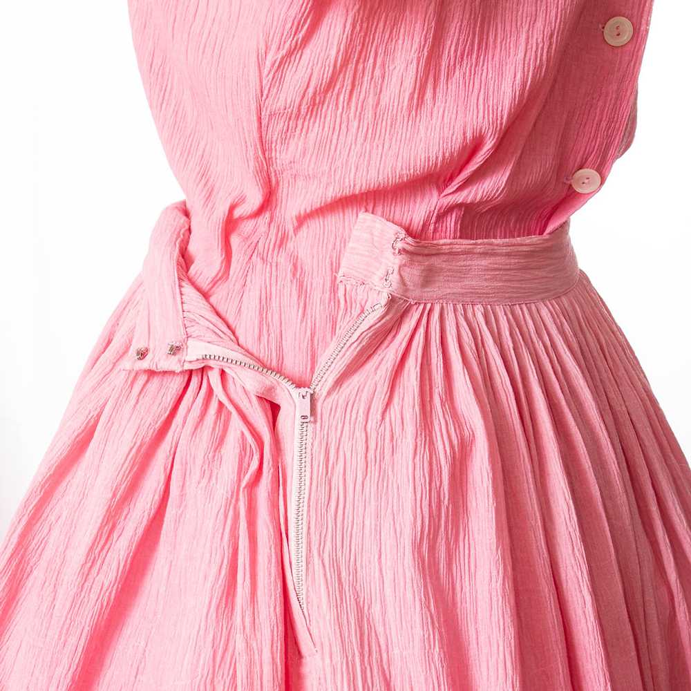 1950s Pink Gauzy Cotton Blouse and Skirt Set by M… - image 8