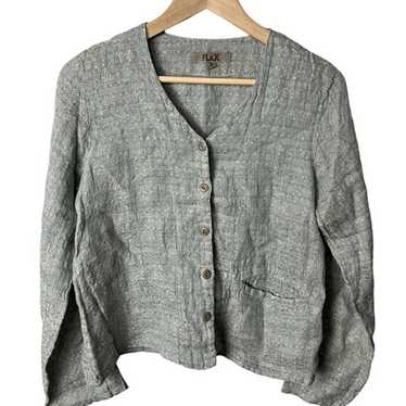 Flax Set Green Long Sleeve Button Jacket & Short … - image 1