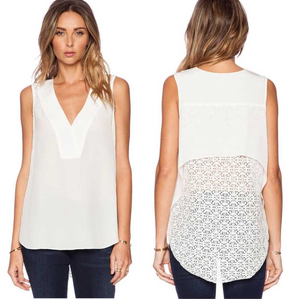 Derek Lam 10 Crosby Lace Back Silk Tank V-Neck in… - image 1