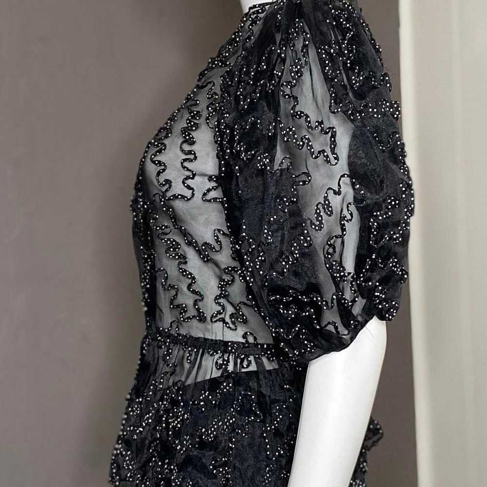 1990's Black Organza Puff Sleeve Top from Carla Z… - image 3