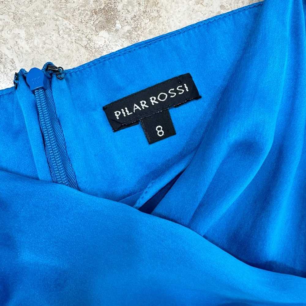 Vintage Pilar Rossi Silk Draped Blouse Blue Satin… - image 6