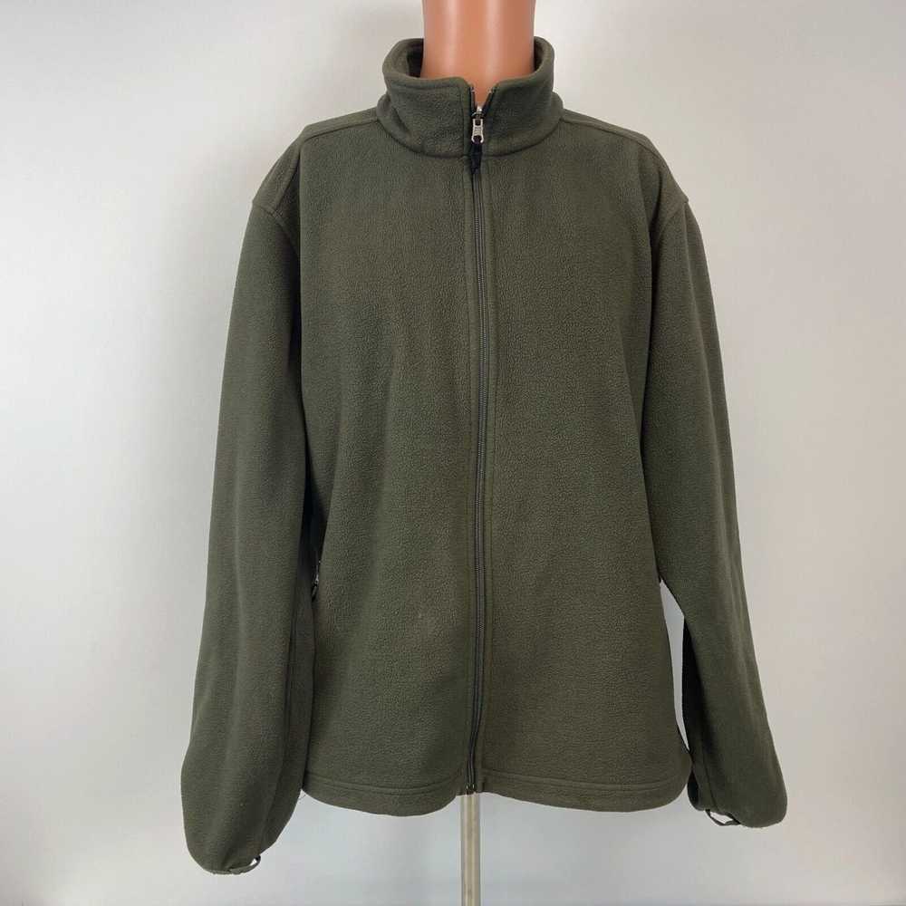 Vintage LL Bean Basic Full Zip Fleece Jacket Oliv… - image 2