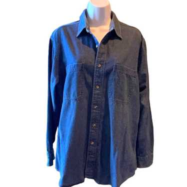 Hunt Club Chambray Vintage Top Blue Soft Cotton D… - image 1