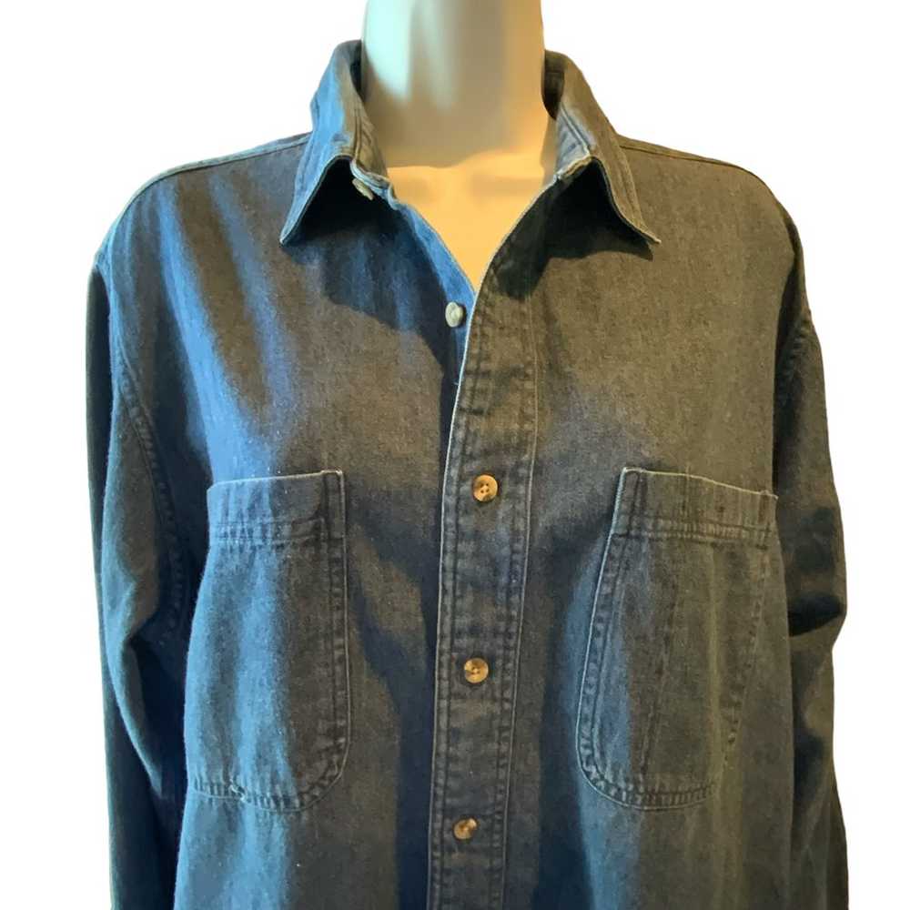 Hunt Club Chambray Vintage Top Blue Soft Cotton D… - image 3