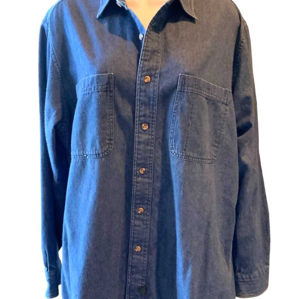 Hunt Club Chambray Vintage Top Blue Soft Cotton D… - image 4