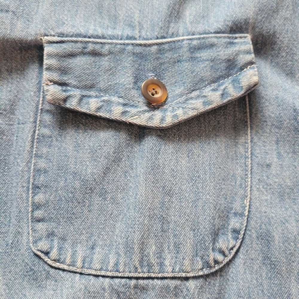 Vintage British Khaki Denim Shirt Western  Button… - image 3