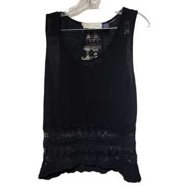 Vintage Havana Crochet Back Tank Black sz M - image 1