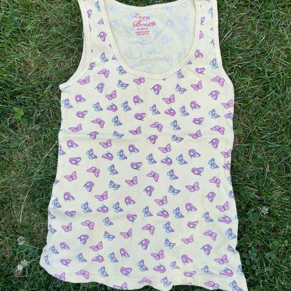 VTG y2k Zoey & Beth butterfly Tank Top - image 1