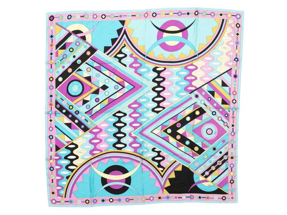 Aqua & Multicolor Emilio Pucci Printed Silk Scarf - image 1