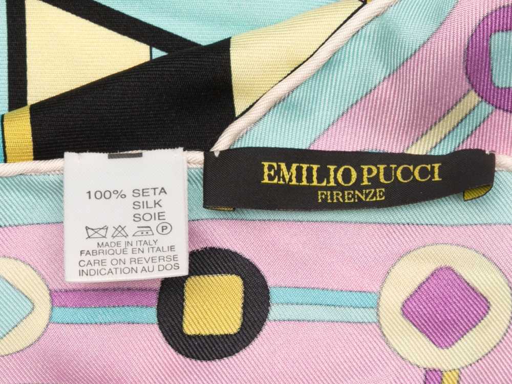 Aqua & Multicolor Emilio Pucci Printed Silk Scarf - image 2