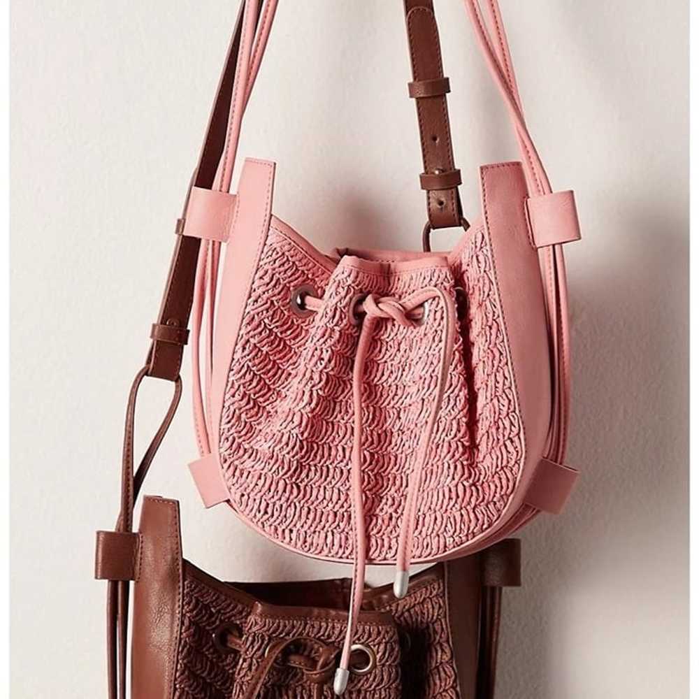 Free People Cabana Crossbody Bag Pink Leather Wov… - image 2