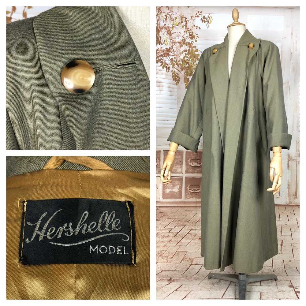 Fabulous Original 1940s Vintage Khaki Olive Green… - image 1