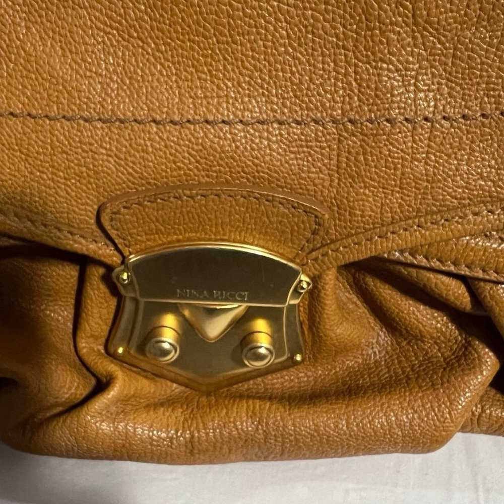 Vintage Nina Ricci Brown Leather Satchel Handbag … - image 9