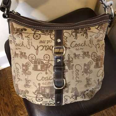 COACH Vintage Sea Horse & Carriage Brown Shoulder… - image 1