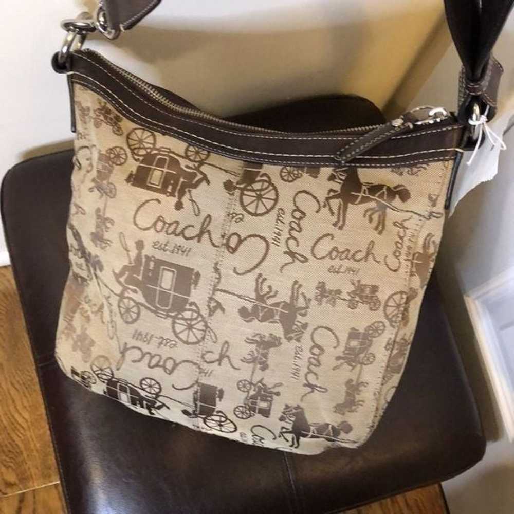 COACH Vintage Sea Horse & Carriage Brown Shoulder… - image 2