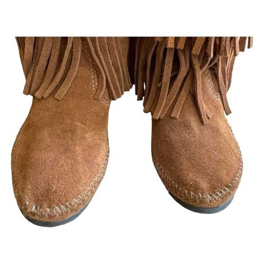 Minnetonka Boot Brown Suede 3-Layer Fringe Flat B… - image 5