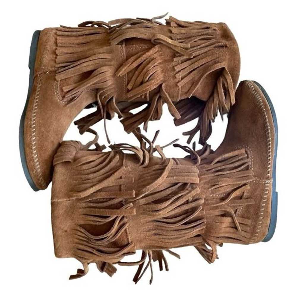 Minnetonka Boot Brown Suede 3-Layer Fringe Flat B… - image 7