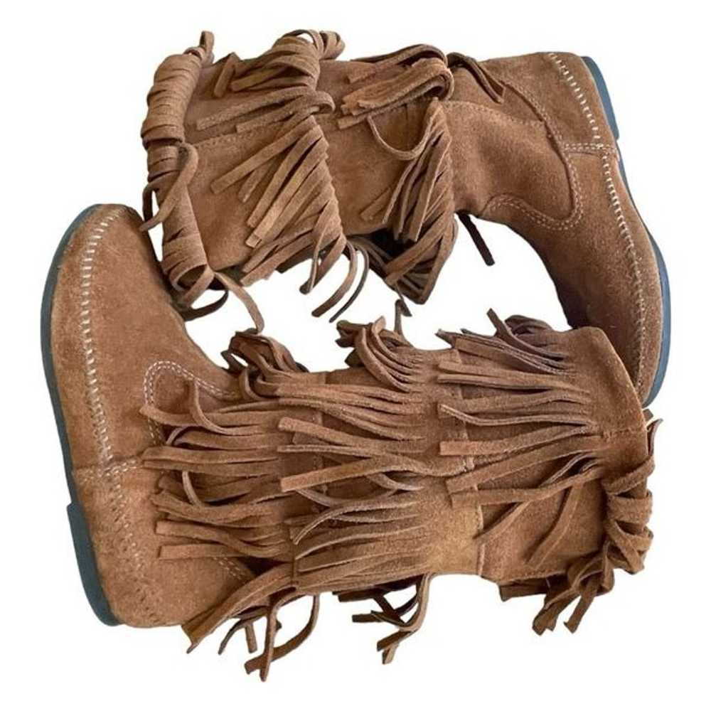 Minnetonka Boot Brown Suede 3-Layer Fringe Flat B… - image 8