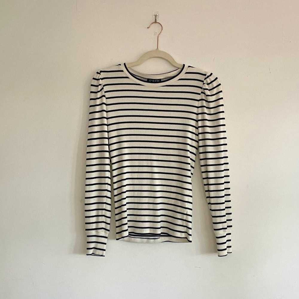 J.Crew - Vintage Rib Puff-Sleeve T-Shirt in Stripe - image 1