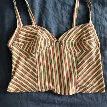 Free People stripped tank top in yellow and green - image 1