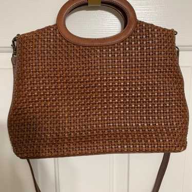 Vintage fossil basket weave leather bag